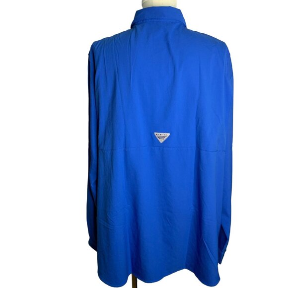 Columbia Tamiami PFG Button Down Shirt 3XL Tall Blue Vented Fishing Outdoors - Picture 4 of 7
